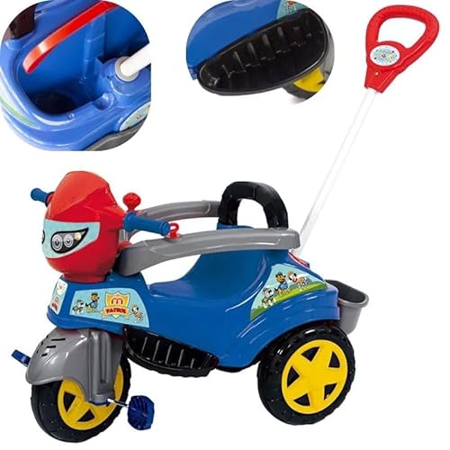 Baby City Triciclo Infantil 2 em 1, Azul e Vermelho,