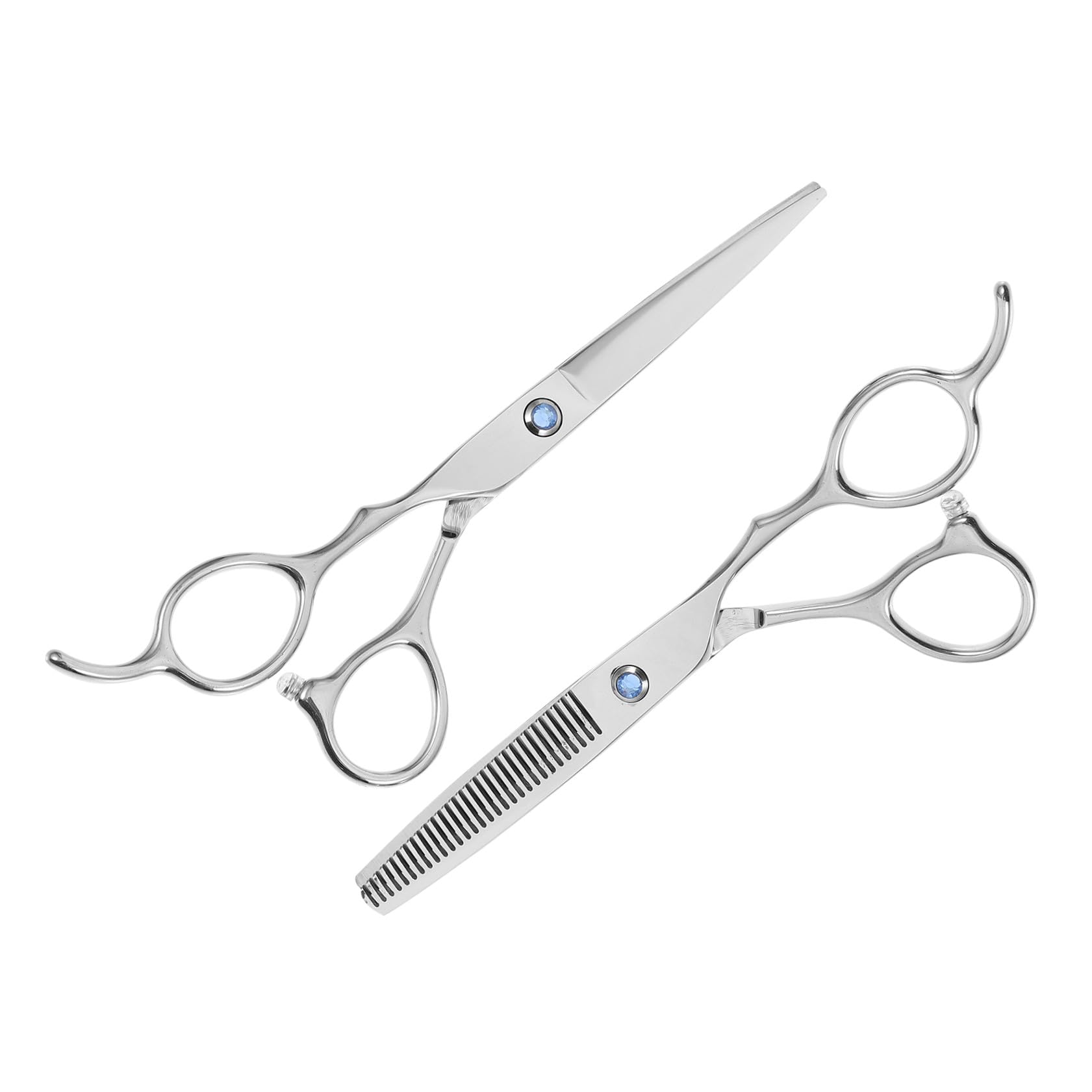 WOONEKY Forbici da Taglio 2 Pezzi Argento 6 Pollici in Acciaio Inossidabile Design Ergonomico Anti-Danni per Sinistrorsi per Utilizzo Professionale e Amatoriale