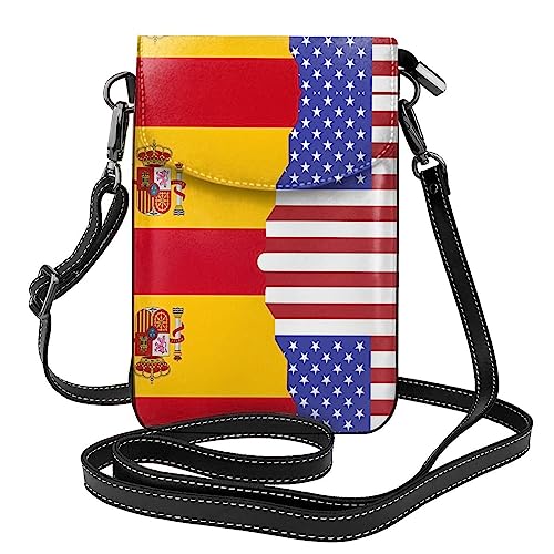 Cartera para teléfono móvil con la bandera de España americana con cierre magnético, conveniente para el uso diario, compras o viajes