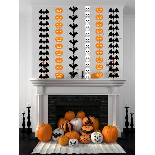 Image of Pop The Party Halloween Decoration Set - Pack of 4 Pumpkin, Skull & Bat Cutouts for Spooky Wall Decor, Haunted House & Halloween Party Decorations