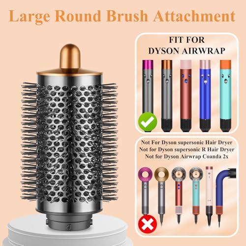 YTCHYYSK Large Round Volumizing Brush for Dyson Airwrap Attachments, Nickel/Copper, Bigger Oval Volumizer for Fluffy Styling