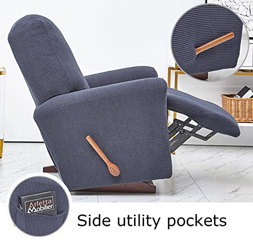 Juego de fundas for sillón reclinable jacquard morado con bolsillo lateral 4