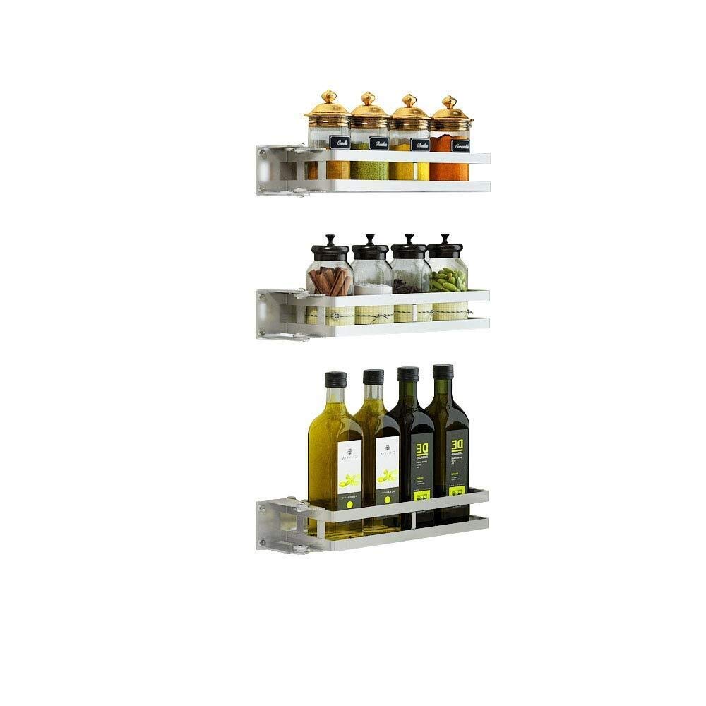 HADECOLL Shelf,Kitchen Racks Spice Rack Seasoning Bottle Rack, With Pantry Holder Condiment Shelf Packet Organizer Herb Rack Drilled Holes Wall Mounted Storage Rack,A,B