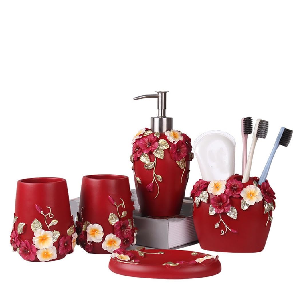 Five-Piece Bathroom Supplies Decoration Suite Wash Cup Brushing Gargle Cup Home (As Show Fits All)