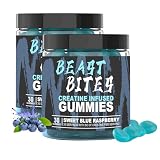 DYALE Beast Bites Creatine Bites - 5g Creatine Monohydrate Per Serving - No Sugar or Artificial Colors - Low-Calorie, Vegan & Halal - Blue Raspberry Flavor - 30 Gummies (2pcs)