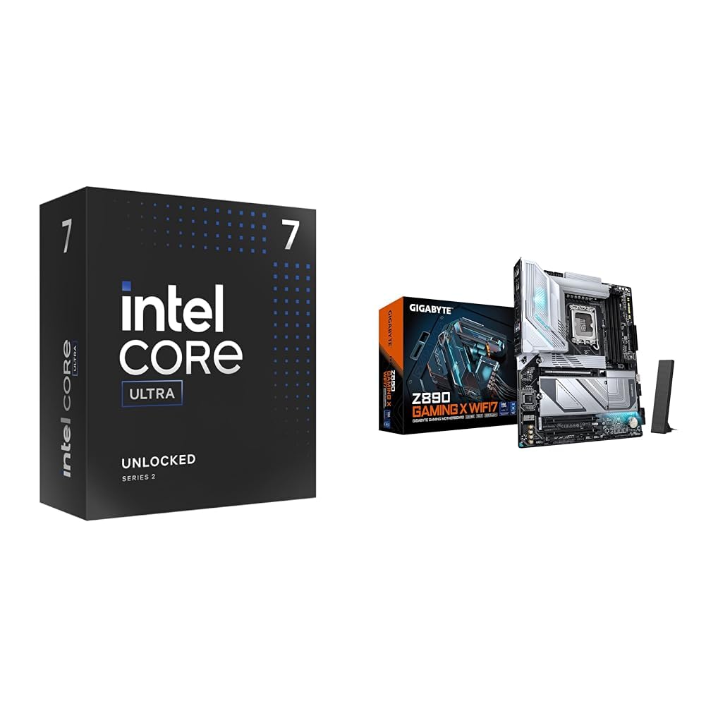 Intel Ultra 7 Desktop Processor 265K - 20 cores (8P+12E) & GIGABYTE Z890 AORUS Elite X ICE Intel Core Ultra (Series 2) LGA 1851 Motherboard,ATX,DDR5, 5X M.2, PCIe 5.0,Thunderbolt 4,WIFI7,2.5GbE LAN,