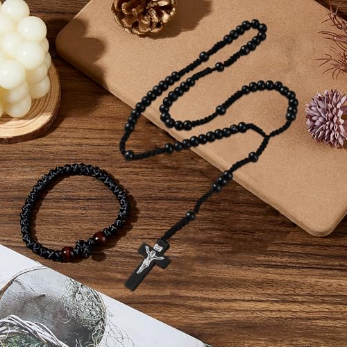 DICOSMETIC 2 Stück Christlich Orthodoxes Gebetsseil 33/100 Knoten Orthodoxes Griechisches Gebetsseil Griechisches Komboskoini Chotki Schutz Segen Kreuzanhänger Religiöses Geschenk Für Männer Frauen