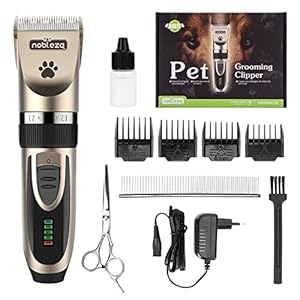 Nobleza Dog Clipper, Pet Hair Trimmer, Professional Dog, Hair Trimmer Set, Quiet Pet Clipper, Dog Cat, Cordless Electric Hair Trimmer, Rechargeable
