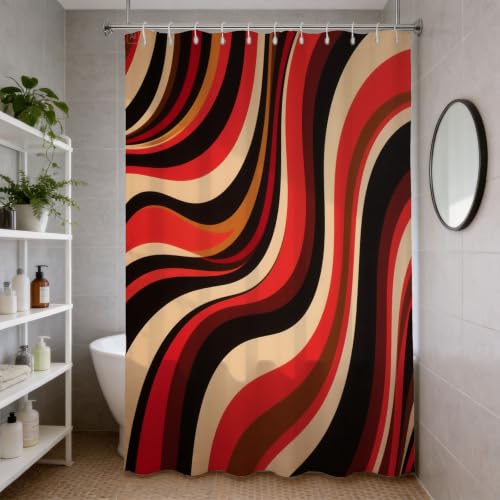 Rideau de douche polyester abstrait pour une ambiance de spa rétro unique - 4