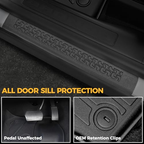 Image of Floor Mats for Ford Bronco Sport 2021-2026, All Weather Floor Mats Trunk Cargo Liner with Backrest Protectors and Door Sill Guards Accessories, Full Coverage Set (Fit Compact Spare Tire)