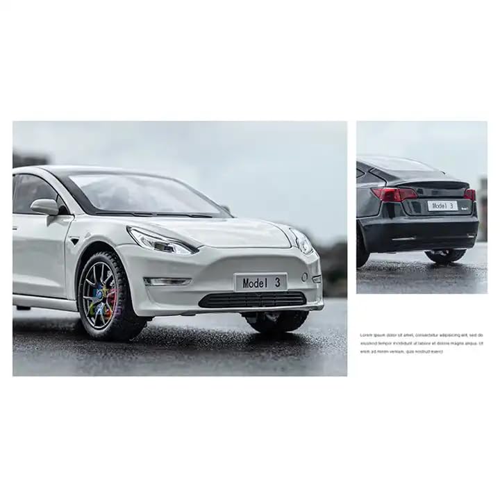 Image of Special Edition Die-cast Car,Pull-Back Alloy Metal 1:24 Large Diecast Metal Pullback Diecast Tesla Model 3 Toy Car with Six Opening Doors,Light Music Boys Gifts Toys【Colors as Per Stock】