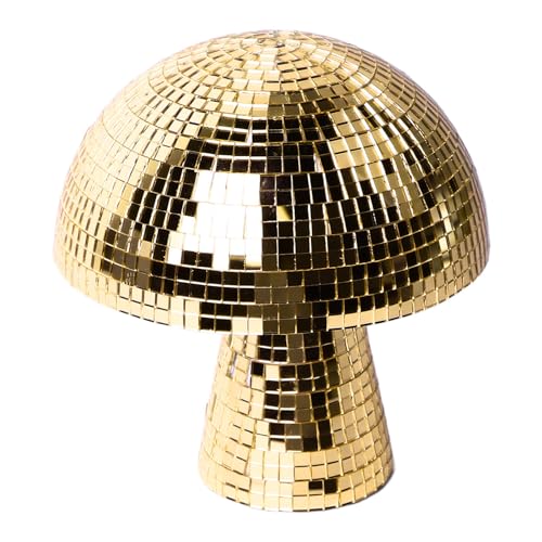 Mushroom Disco Ball Dazzling Visual Effects, Premium Plastic, Colorful Reflections Ideal for Parties, Weddings (Gold)