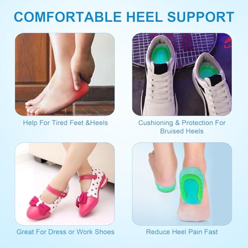 Image of Kids Heel Cups for Heel Pain Sport Traction Shock Absorbing Lightweight Gel Heel Inserts for Kid's with Sensitive Heels, Heel Spurs, Plantar Fasciitis, or Ankle Pain by Plantarecover,1 Pairs