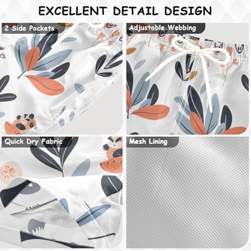 OREZI Boys Swim Trunk Shorts Panda and Grass Bathing Suit for Toddler Kids3