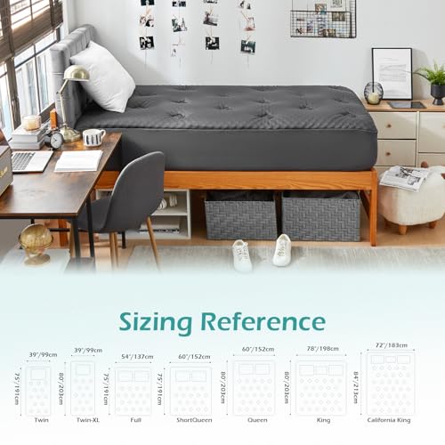Image of Hansleep Twin Memory Foam Mattress Topper, Soft Pillow Top Mattress Pad