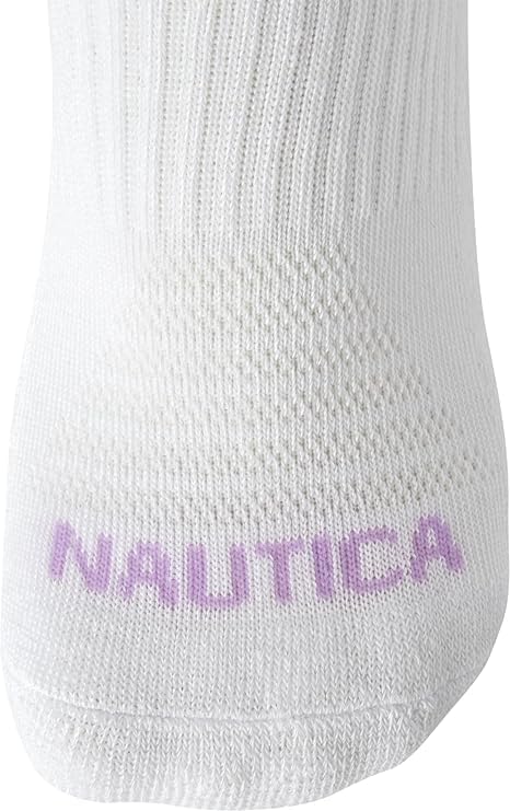 Image of Nautica Womens No Show Socks Moisture Wicking Low Cut Athletic Socks 6 Pack | Moisture Wicking Dri-Motion Fabric, Cushioned Key Areas, Banded Arch Support, No Show Low Cut, Shoe Size 4-10