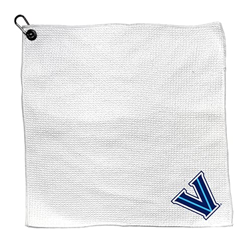 Team Golf NCAA Villanova Microfiber Towel - 15" X 15" (White) with Carabiner Clip, Premium Microfiber with Deep Waffle Pockets - Superior Water Absorption and Quick Dry Golf Cleaning Towel