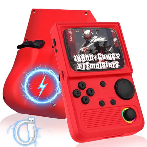R36T Consola de Juegos portátil Retro Consola Retro Portátil,18000+ Juegos,27 Emuladores,4000mAh Consola Portatil,WiFi 4G/5G para multijugador Online,Pantalla IPS OCA de 3,5 (Rojo-64G)