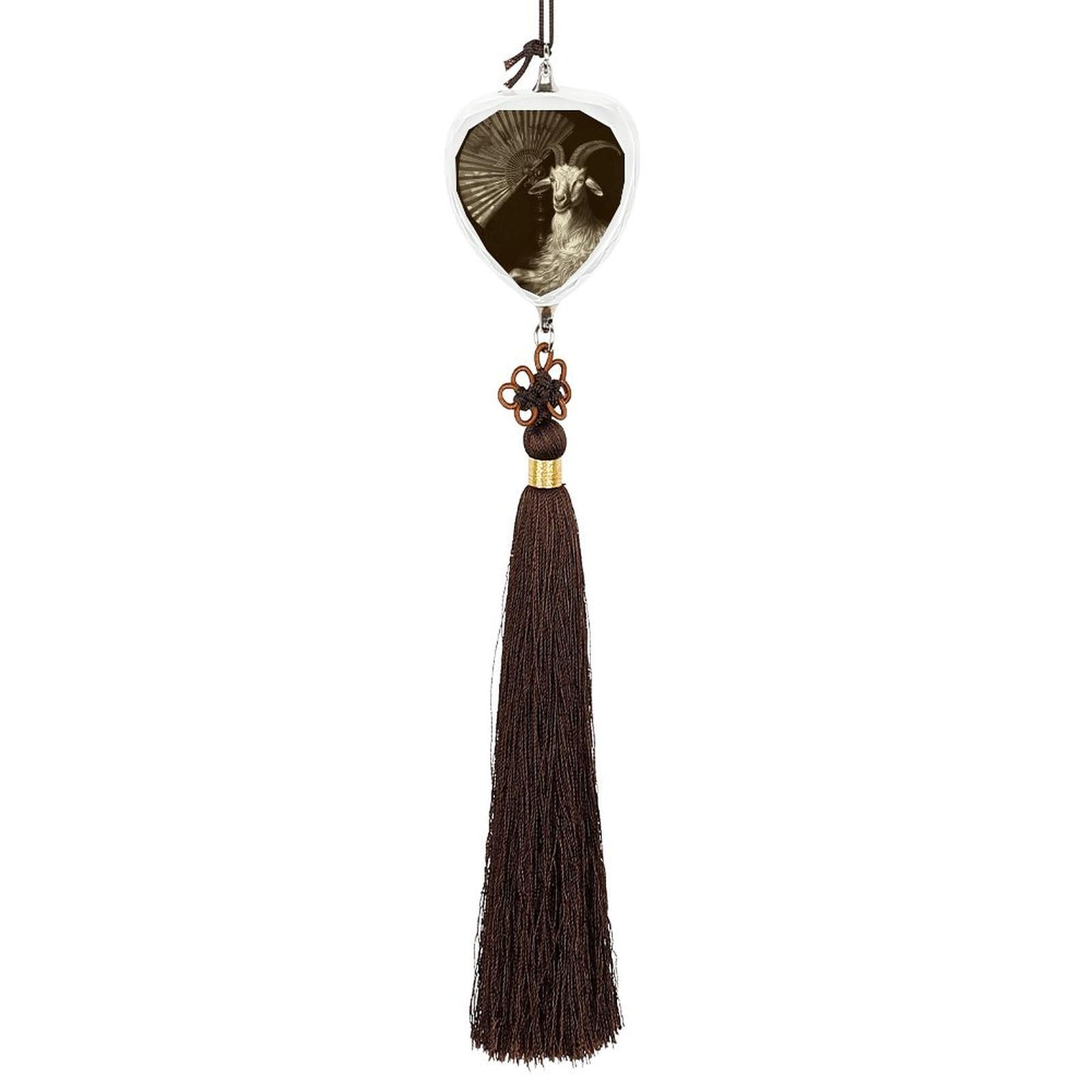 Crystal Auto Pendant Charms Love Crystal Car Rear View Mirror Charms Goat And Fan Auto Hanging Interior Ornament Pendant Car Interior Accessories for Women Men CarCharms Decor