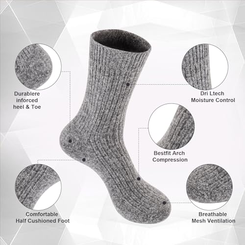 Image of CHAO RAN 3 Pairs Mongolia Wool Cashmere Socks for Men Winter Warm Male Socks Thick Soft Dress Crew Socks