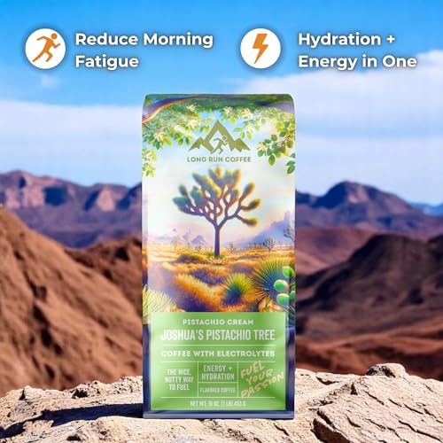 Image of Long Run Coffee - Hydrating Coffee with Electrolytes - All Natural Energy + Hydration + Recovery for Athletes - Stomach Friendly Electrolyte Coffee for Runners (5 lb, Pistachio Cream)