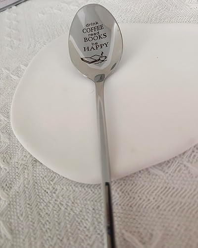 Miniatura 2 de Cucharas de regalo para mujeres y hombres, para beber café, libro de lectura con texto en inglés Be Happy Spoon para hijo, compañero de trabajo,