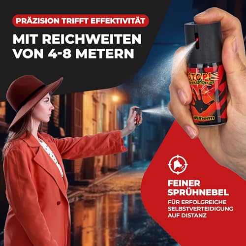 2 x Wilhelm Pfefferspray 40 ml Tierabwehr Selbstverteidigung CS KO Spray hochdosiert (ca. 2 Mio. Scoville) effektives Verteidigungsspray