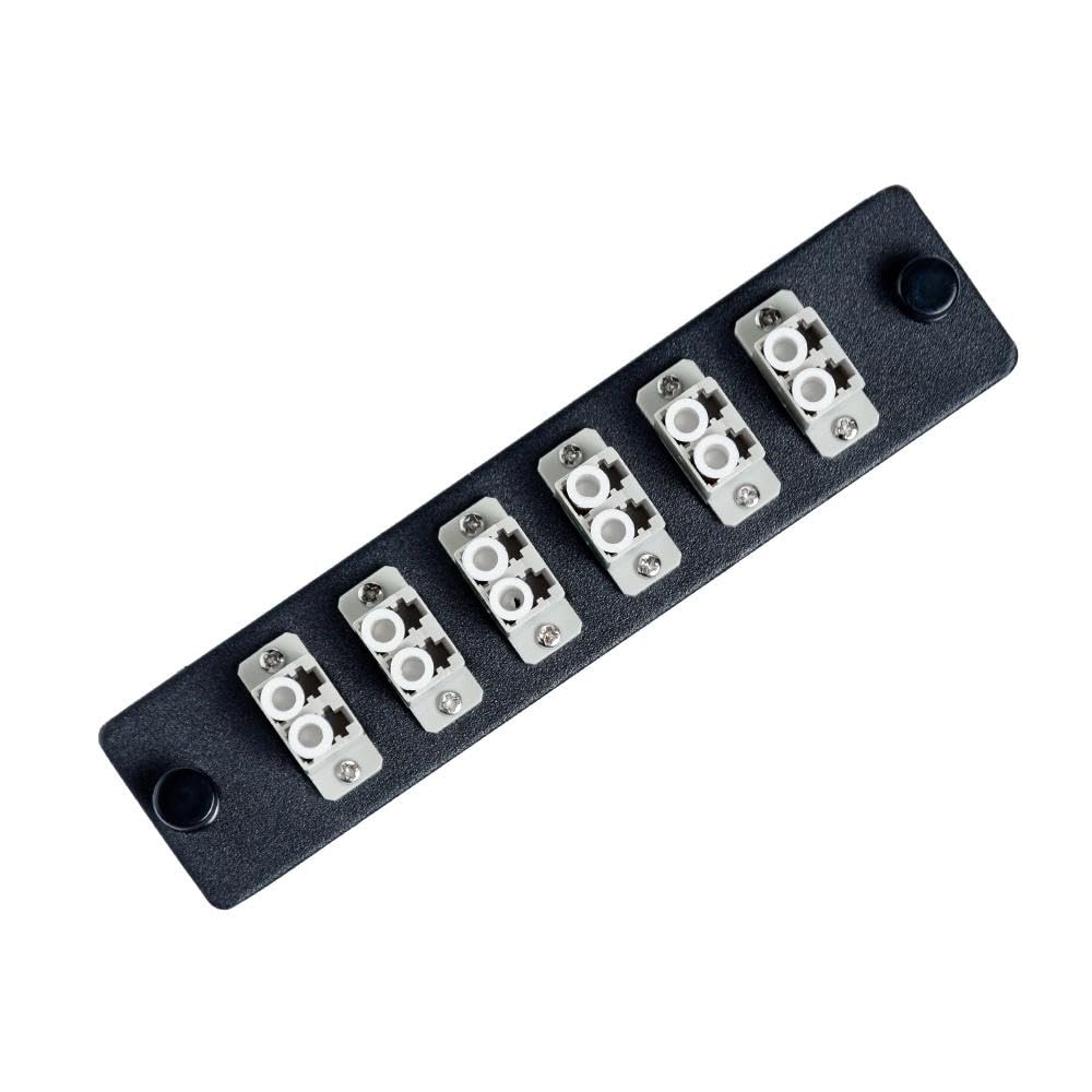 SpeedyFiberTX 1-Pack LGX Compatible Fiber Patch Panel, 12 Fibers, Loaded with Beige LC Couplers Adapters, 12-Fiber Ports Without Printed Port Numbers