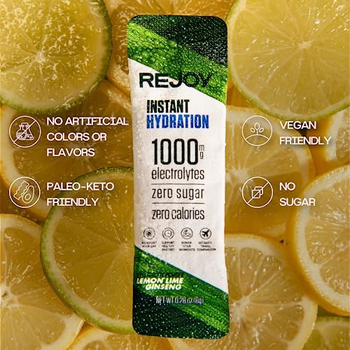 Rejoy Sugar Free Electrolytes Powder Packets - Keto Paleo Hydration Supplement Drink Mix, Organic Ingredients, 1000 Mg Electrolytes, (9 Count) (Variety Pack) #TOP1