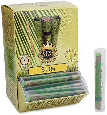 King Palm SLIM Size Cones (ONE SINGLE TUBE - ONE ROLL) Natural Pre Wrap Palm Leafs - Pre Rolled Cones - All Natural Cones - Corn Husk Filter - Preroll Cones - Prerolled cones with Filter Organic Cones