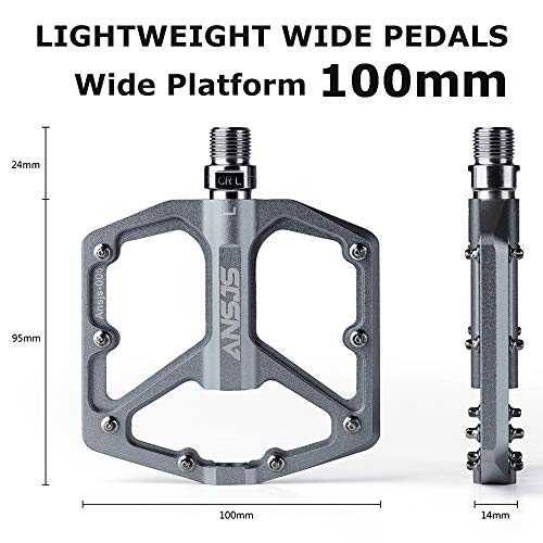 Ansjs Mountain Bike Pedals Mtb Pedals Bicycle Flat Pedals Aluminum 9/16" Sealed Bearing Lightweight Platform For Road Mountain Bmx Mtb Bike (Titanium) #TOP1