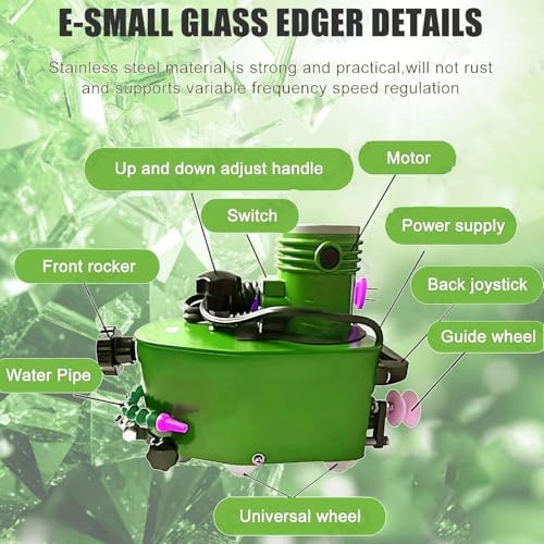 Portable Small Glass Edger, Electric Glass Edging Machine with 8 Diamond Wheels & 2 Polishing Wheels, for Straight Round Bevel Edge Grinding and Polishing (Green)