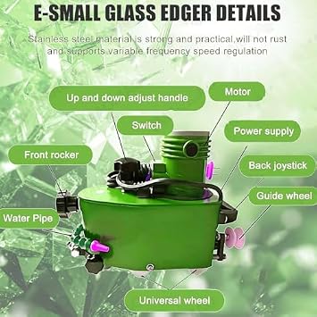 Electric Glass Edging Machine - Portable Edger for Straight and Round Bevelled Glass Polishing, Ideal for Glass and Stone