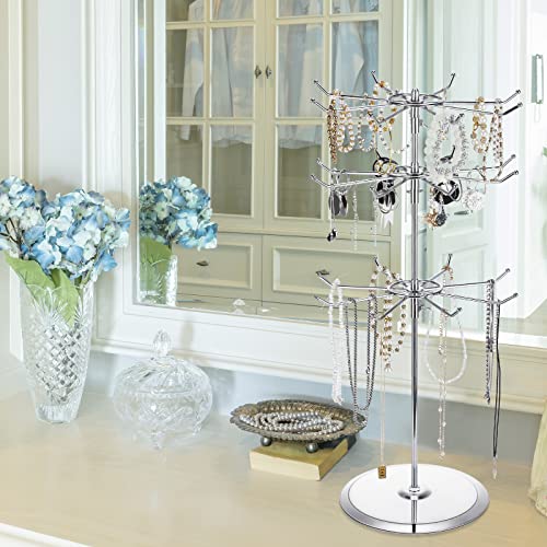 Sieral 2 Pieces Retail Display Racks 3 Tiers Keychain Craft Show Rotating Display Stands Adjustable Countertop Spinner Rack Vendor Display Supplies For Mall Exhibition Retail Store Showrooms, Silver #TOP5
