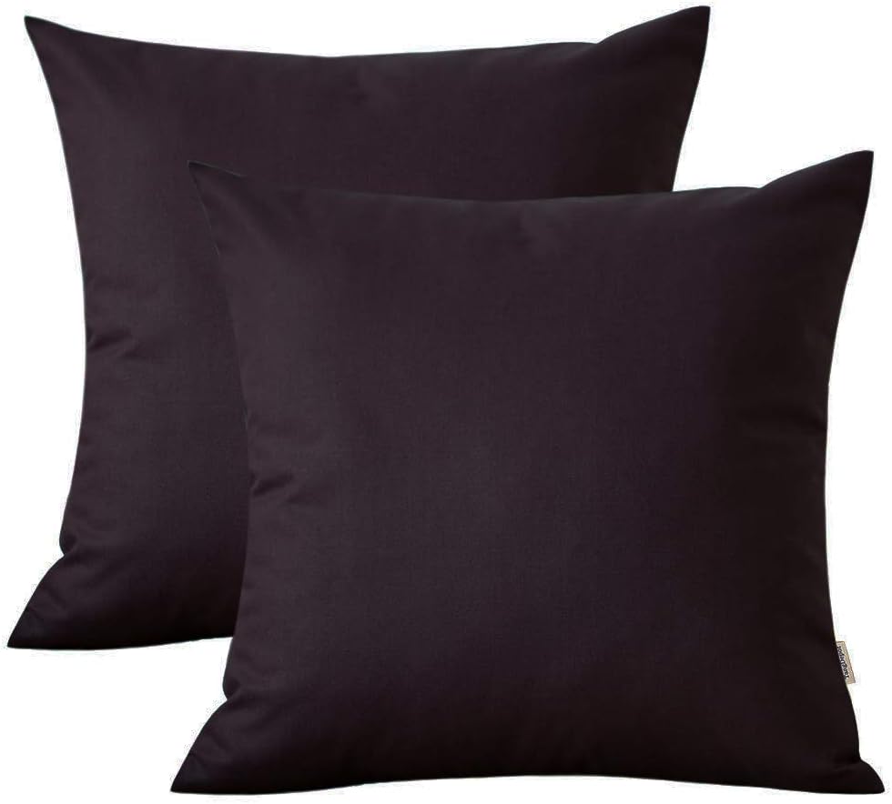 TangDepot Set of 2, 100% Cotton Fine Canvas Decorative Pillow Covers, Cushion Covers - (22"x22" 2 Pieces, Dark Mulberry)