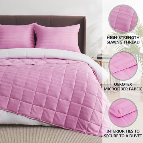 Image of Weighted Blanket Queen /King Size (80 inchx87 inch 17lbs),Ultra Soft and Cozy Cooling Weighted Blanket for Adult,Heavy Blanket with Machine Washable Soft Blanket, Pink