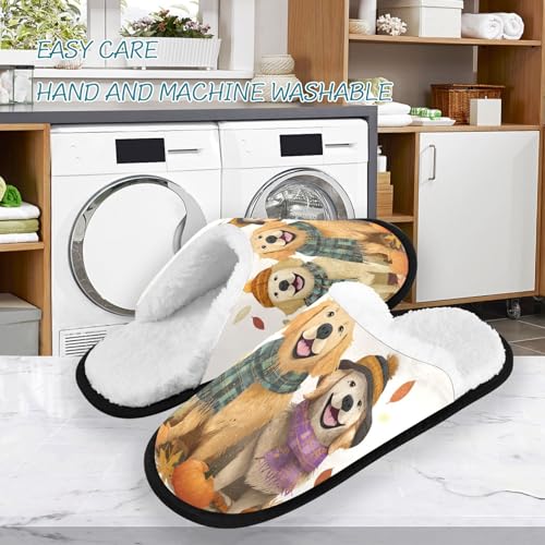 Pumpkin Dog Yellow Autumn Slippers For Women Men Soft Memory Foam Non-Slip Hallowmas Winter Indoor House Shoes Travel Slipper3