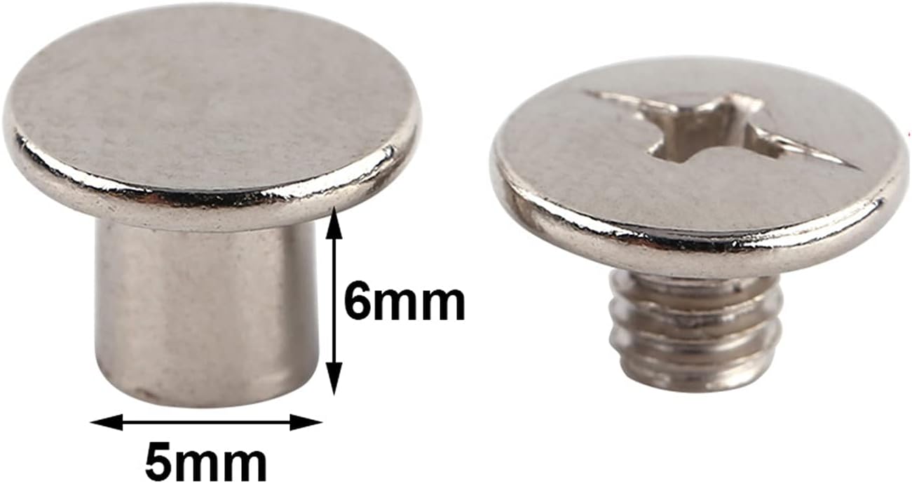 100pcs Leather Rivets Nickel Binding Chicago Screws Nail Rivets Brass for Photo Album Leather Craft M5x6mm - Image 4