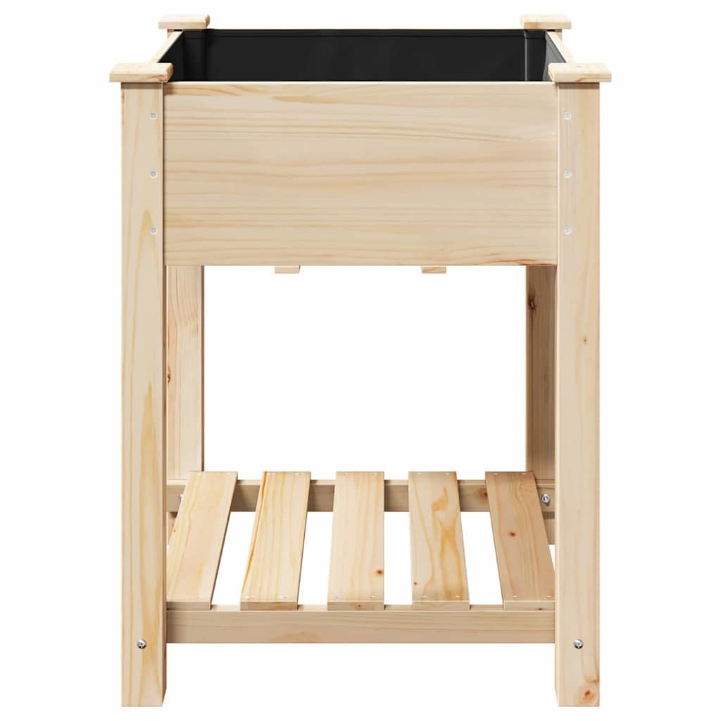 Garten-Pflanzgefäß mit Regal Beige 60,5 x 60 x 76,5 cm, Pflanzkübel mit Ablage aus Fichtenholz, Beiger Blumenkasten für Außenbereich, minimalistischer Pflanzer mit integriertem