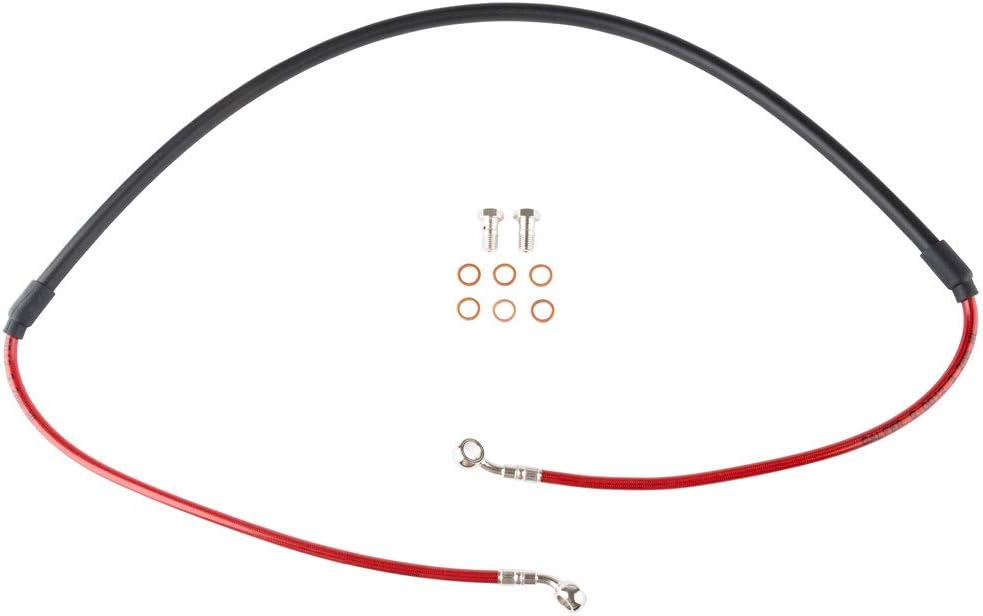 Tusk Front Motorcycle Steel Braided Brake Line Standard Length Red - Fits: Honda XR650L 2012-2015