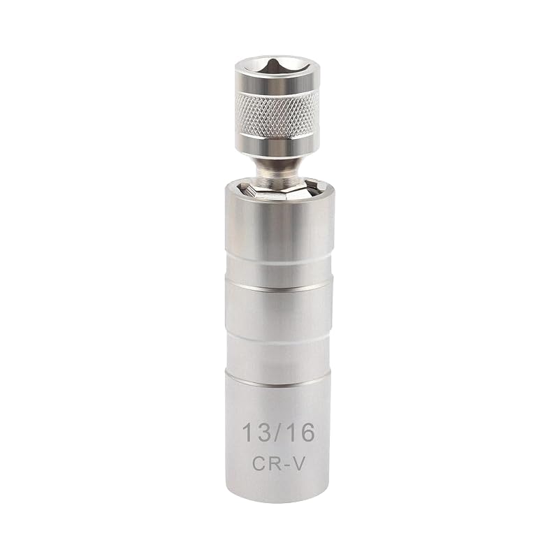 Soquete magnético para vela de ignição 20,6 mm (13/16 pol.), parede fina, articulado 360° e encaixe 9,5 mm (3/8 pol.) Qixiang CB