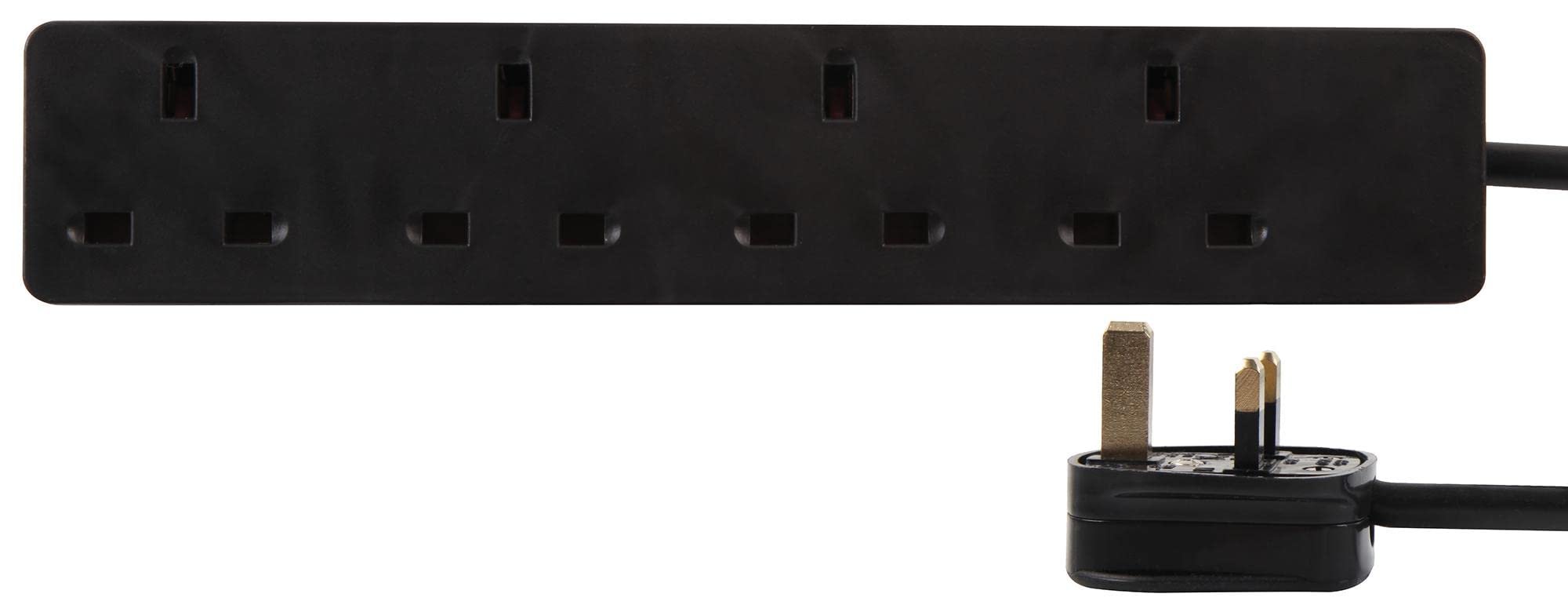 PRO ELEC 4‑Gang Mains Extension Lead, 15m Cable, 13A, Black – PELB1412