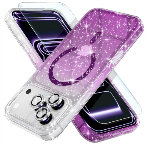 Choiche for iPhone 17 Pro Max Case Compatible MagSafe, Glitter Clear/Purple - image 1