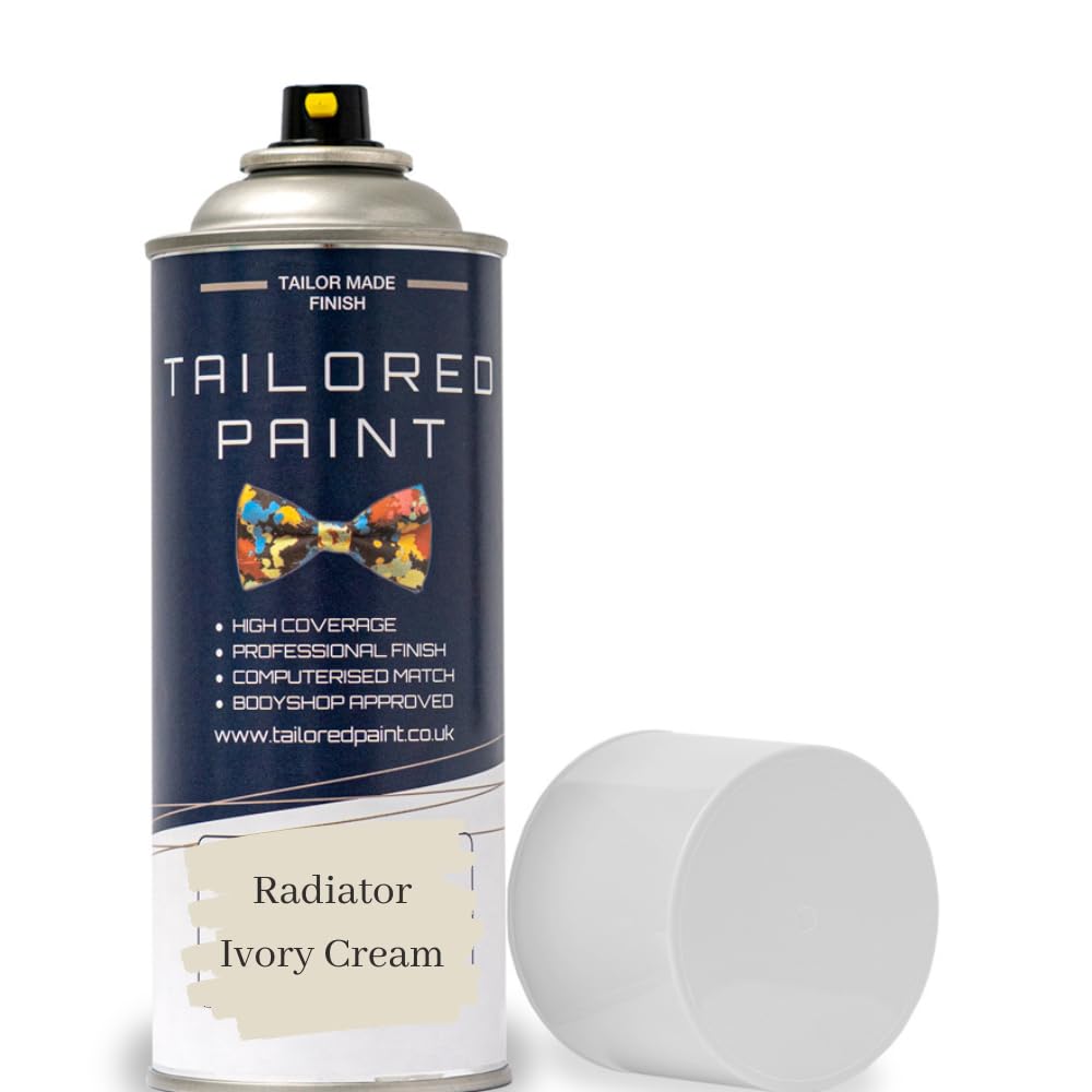 Tailored Paint Premium Radiator Aerosol Spray Paint Heat Resistant To 100ºC - Quick Air Dry No Primer Needed (Gloss, Ivory Cream)