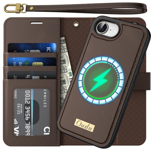 Étui portefeuille iPhone 17e clapet magnétique protection RFID marron