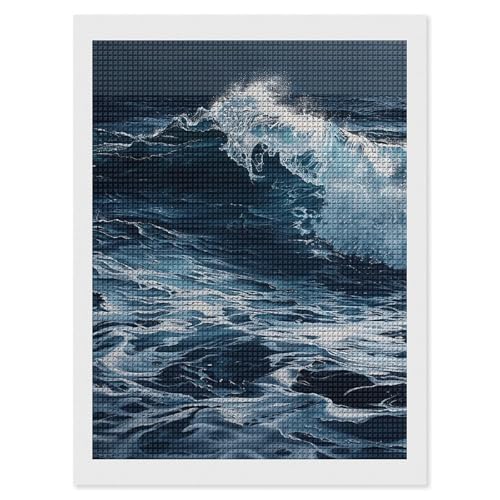 Peinture diamant 5D Waves pour salon et bureau | Activité détente adulte