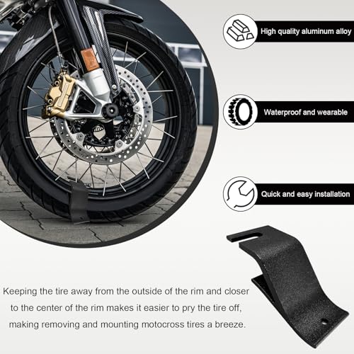 Image of KVAEY Motorcycle Tire Bead Installation Holder Hook, Off-Road Tire Removal Install Assistance Tool, Universal Wheel Tire Changing Tool for Dirt Bike, Motorcycle Accessories (Black)