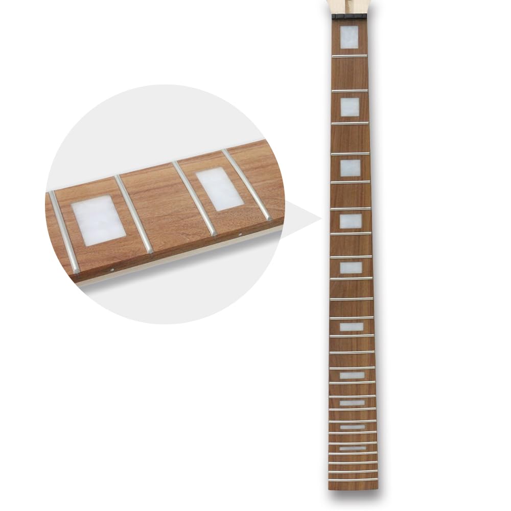 YoungMonic Maple Bass Guitar Neck 24 Fret Block Inlay Electric Guitar Neck Replacement 30 Inch Rosewood Fingerboard DIY Guitar Enthusiast Suitable for Professional Luthier (01)