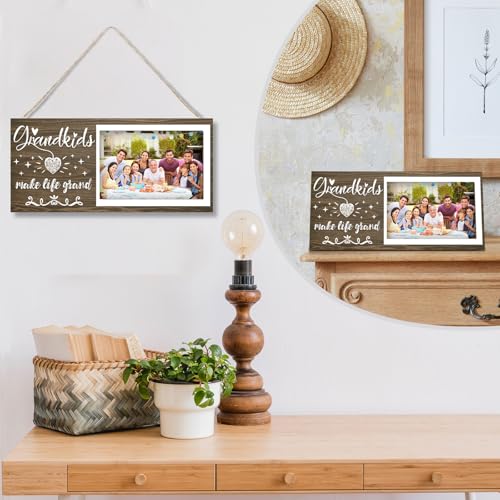 Grandkids Photo Frame -Grandparents Picture Frame Make Life Grand Gifts for Grandma Grandpa from Grandchildren Table Centerpieces Table Wooden Decor Wall Decoration - Image 5