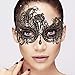 FaceWood Masquerade Mask for Women - Ultralight Metal Mask with Shiny Rhinestone Venetian Design for Pretty Party Evening Prom Ball
